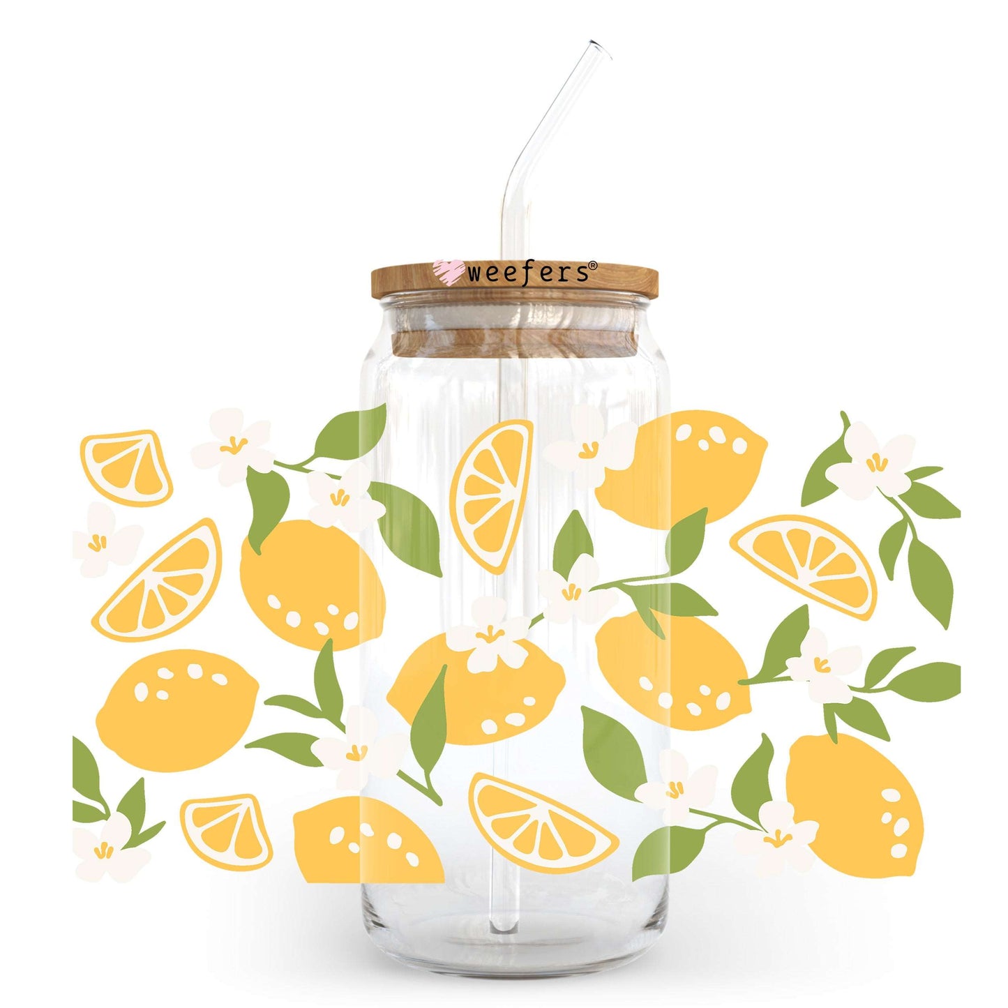 All About Lemons 20oz Libbey Glass Can UV DTF or Sublimation Wrap - Decal Transfer - Weefers