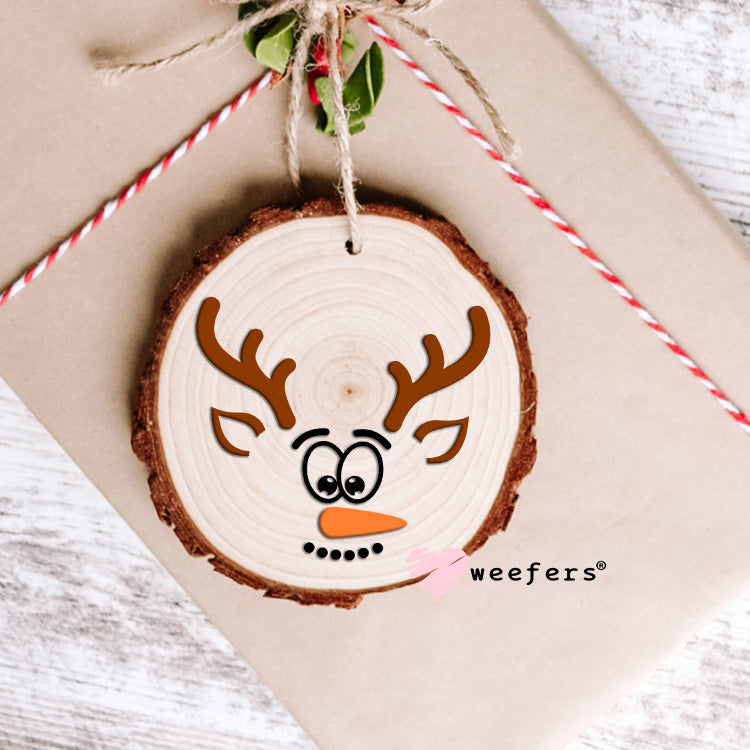 Snowman Christmas Reindeer Face UV DTF Ornament Decal