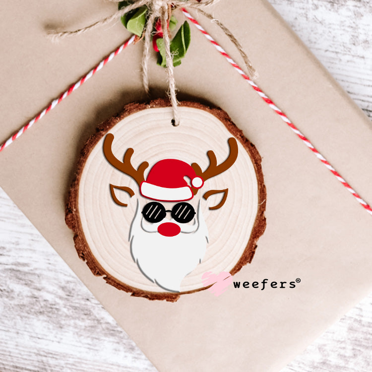 Santa Christmas Reindeer Face UV DTF Ornament Decal