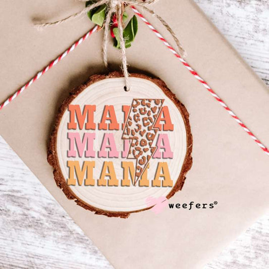 Mama Stacked Cheetah Lightening Bolt UV DTF Decal Ornament Weefers