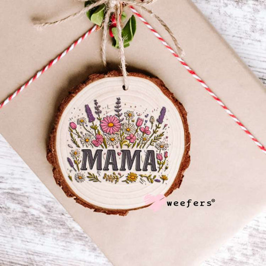 Mama Grey Pink Wildflowers UV DTF Decal Ornament Weefers