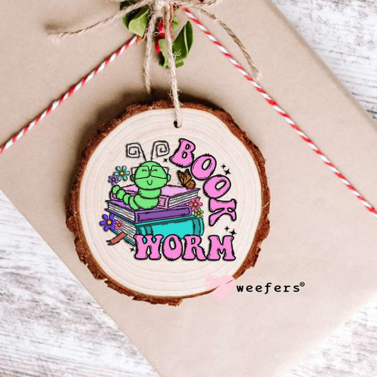 Bookworm Green Purple UV DTF Decal Ornament Weefers