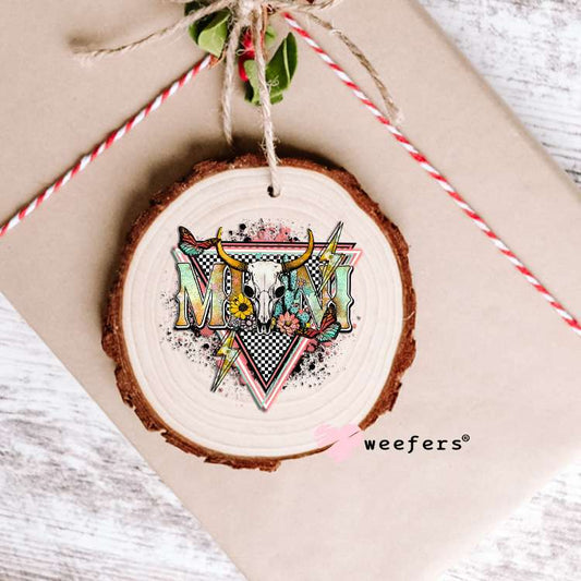 Mini Pink Teal Western Cow Skull UV DTF Decal Ornament Weefers