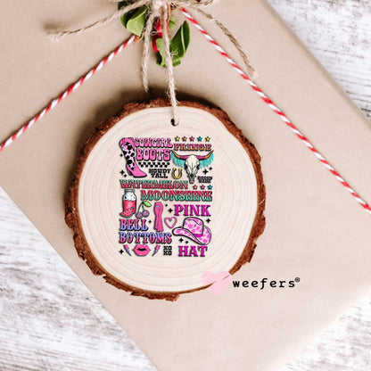 Cowgirl Favorite Things UV DTF Decal Ornament Weefers