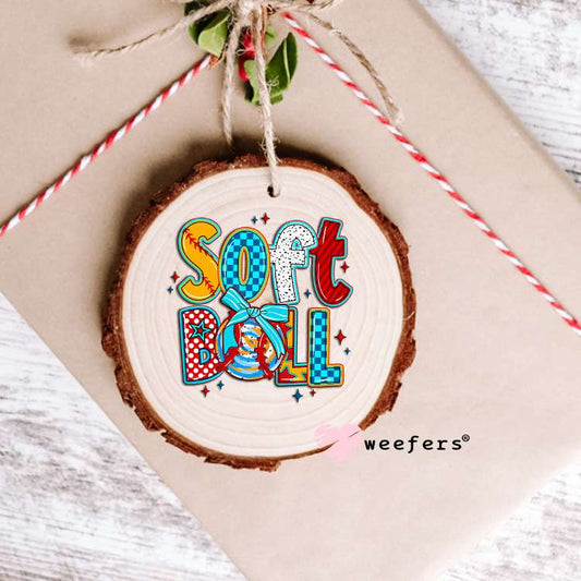 Softball Red Yellow Blue UV DTF Decal Ornament Weefers