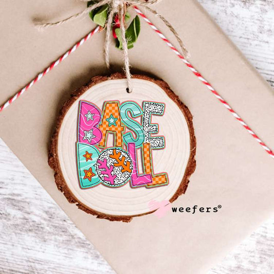 Baseball Orange Pink Teal UV DTF Decal Ornament Weefers