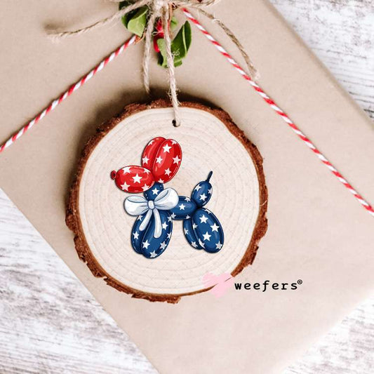 USA Patriotic Balloon Dog UV DTF Decal Ornament Weefers