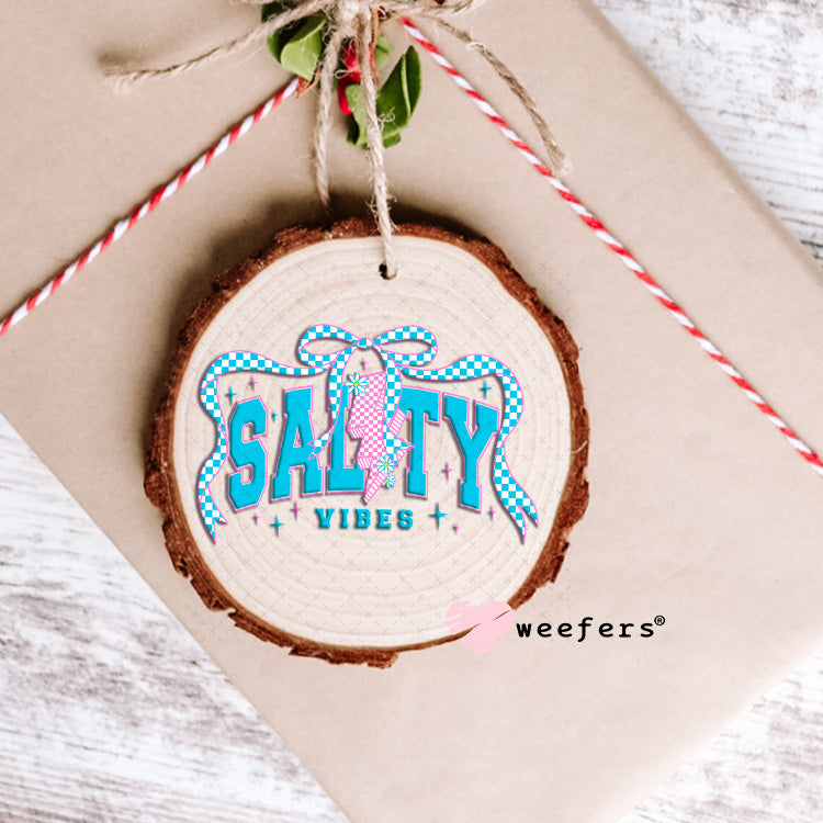Salty Vibes Pink and Blue UV DTF Decal Ornament Weefers