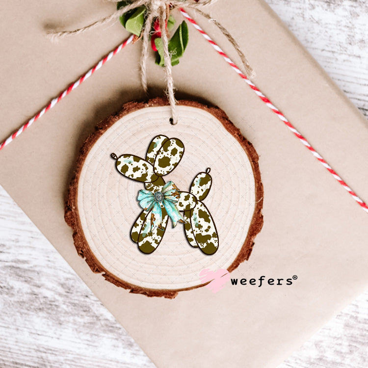 Brown Cow Print Balloon Dog UV DTF Decal Ornament Weefers