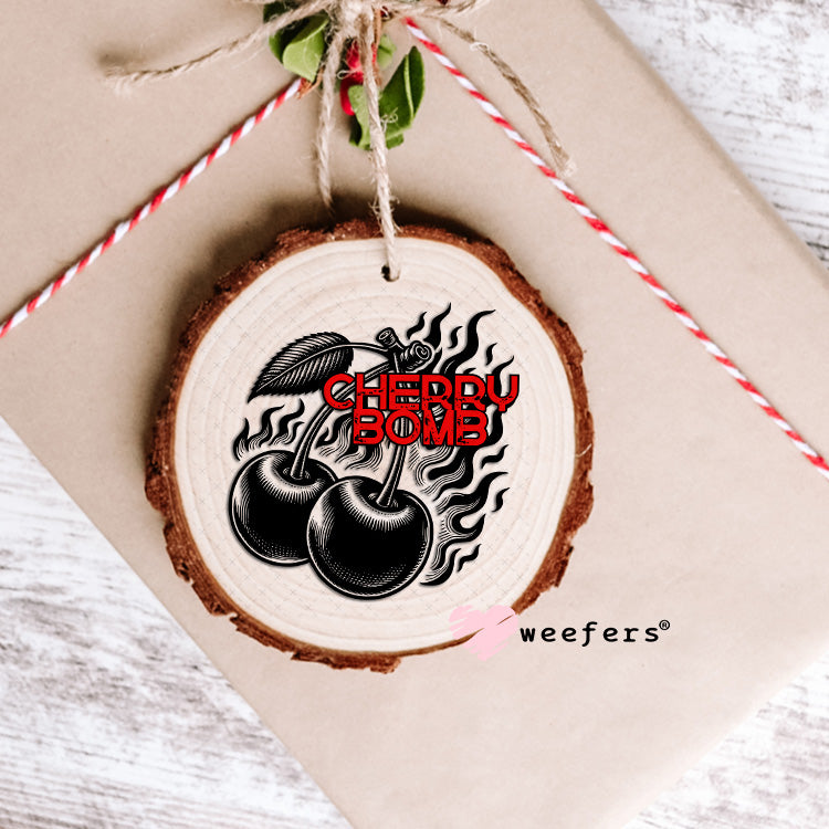 Cherry Bomb Black and Red UV DTF Decal Ornament Weefers