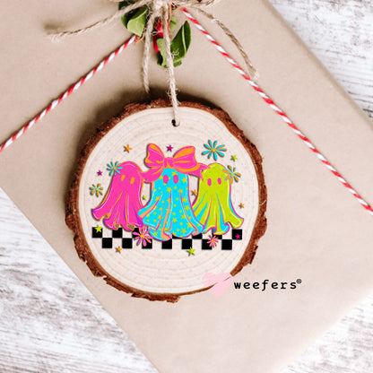 Magenta Teal and Green Girlie Ghosts UV DTF Decal Ornament Weefers