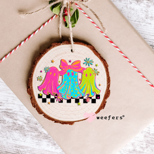 Magenta Teal and Green Girlie Ghosts UV DTF Decal Ornament Weefers