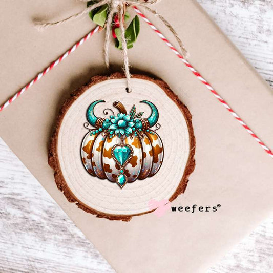 Turquoise Pumpkin UV DTF Decal Ornament Weefers