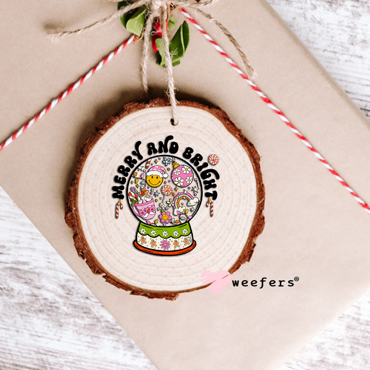 Merry and Bright Christmas Snow Globe UV DTF Decal Ornament Weefers