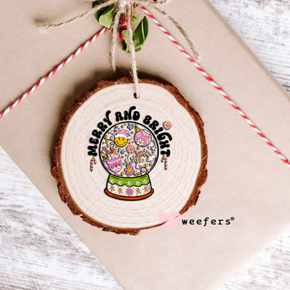 Merry and Bright Christmas Snow Globe UV DTF Decal Ornament Weefers