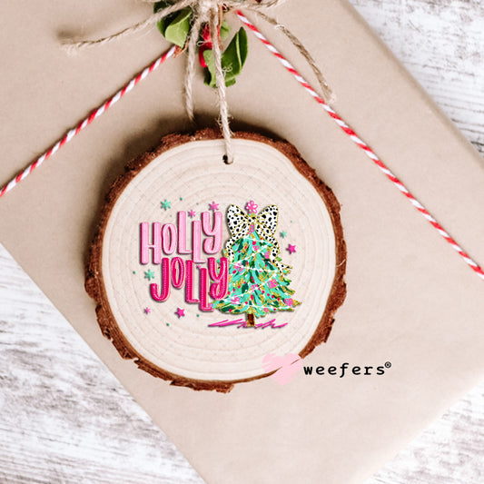 Holly Jolly Pink UV DTF DecalUV DTF Decal Ornament Weefers
