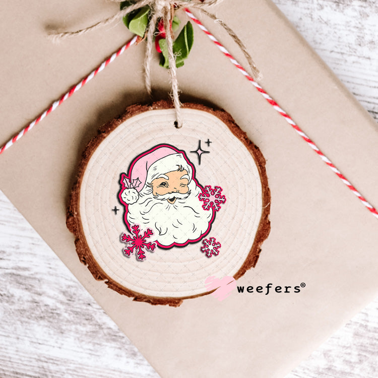 Pink Santa UV DTF Decal Ornament Weefers