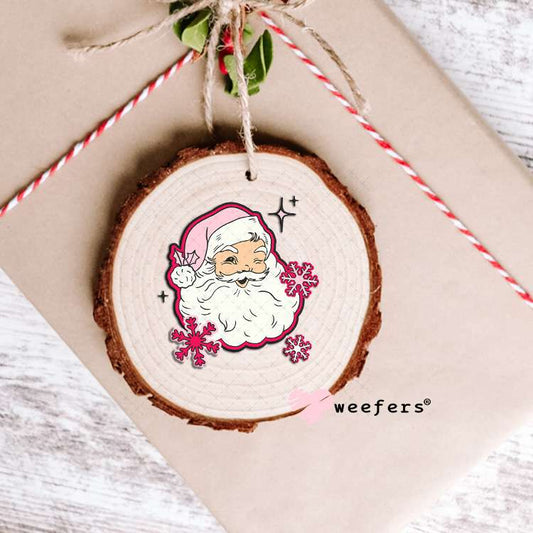 Pink Santa UV DTF Decal Ornament Weefers