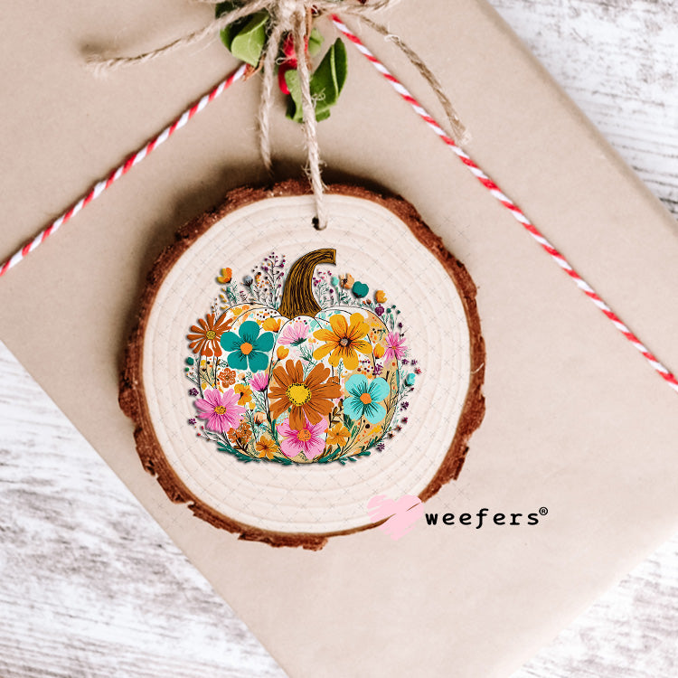 Floral Pumpkin UV DTF Decal Ornament Weefers