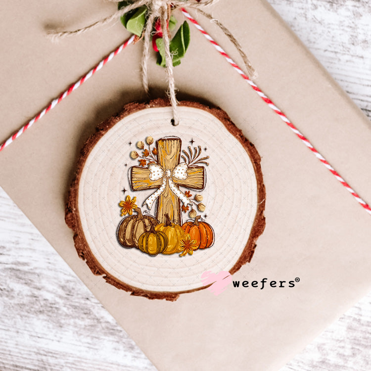 Fall Christian Cross UV DTF Decal Ornament Weefers