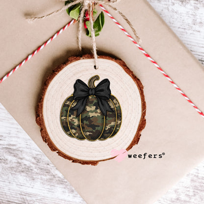 Camouflage Pumpkin Bow UV DTF Decal Ornament Weefers
