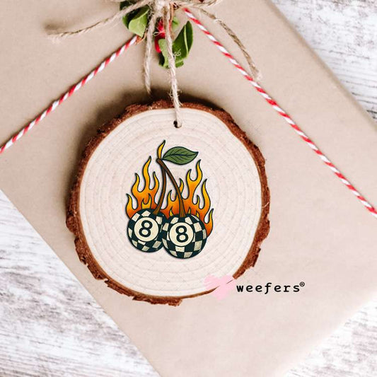 Fire Flam Eightball Cherries UV DTF Decal Ornament Weefers