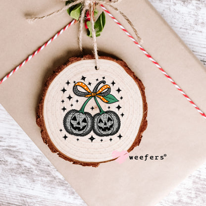 Black Lace Pumpkin Cherries UV DTF Decal Ornament Weefers