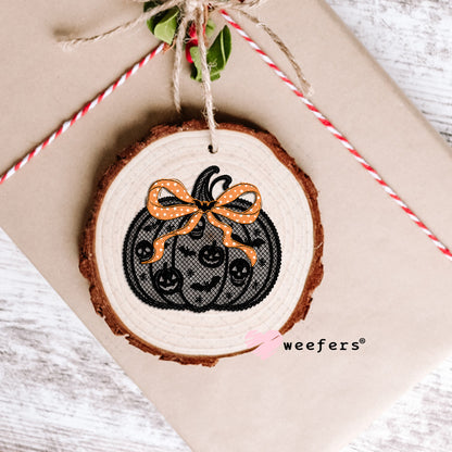 Black Lace Pumpkin Orange Bow UV DTF Decal Ornament Weefers