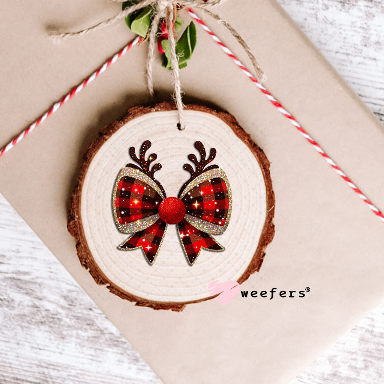 Reindeer Christmas Bow UV DTF Decal Ornament Weefers