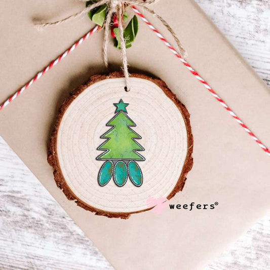 Turquoise Christmas Tree UV DTF Decal Ornament Weefers