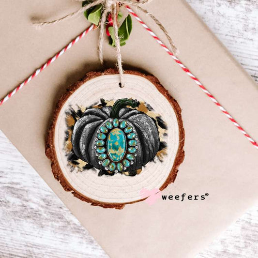 Black Pumpkin Turquoise Jewel UV DTF Decal Ornament Weefers