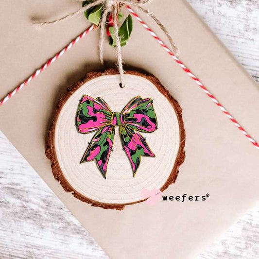 Pink Camo Bow UV DTF Decal Ornament Weefers
