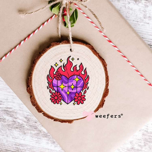 Purple Fire Heart UV DTF Decal Ornament Weefers