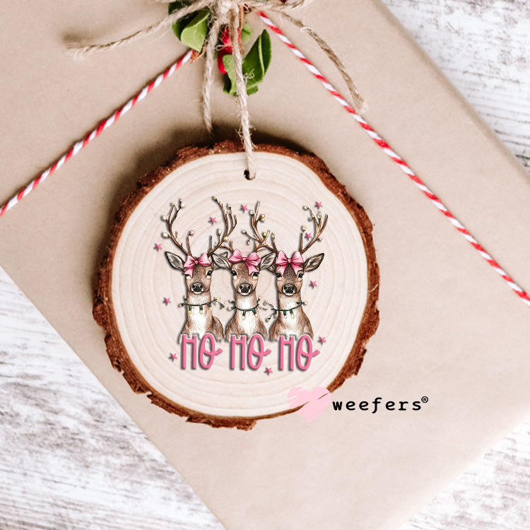 Christmas Pink Ho Ho Ho Deer UV DTF Ornament Decal