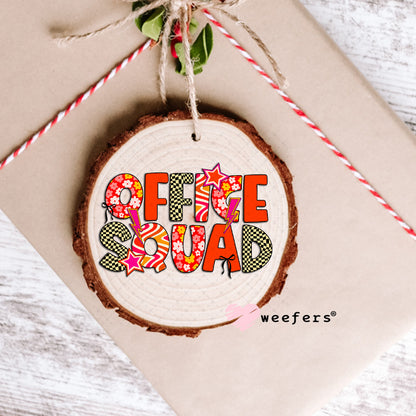 UV DTF Decal - Office Squad Red Orange Checkered Ornament Weefers