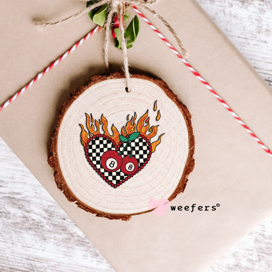 UV DTF Decal - Fire Heart Eight Balls Ornament Weefers