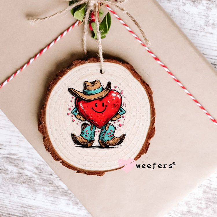 UV DTF Decal - Happy Heart Cowboy Ornament Weefers