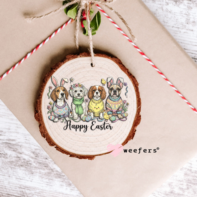 UV DTF Decal - Happy Easter Dog Friends Ornament Weefers
