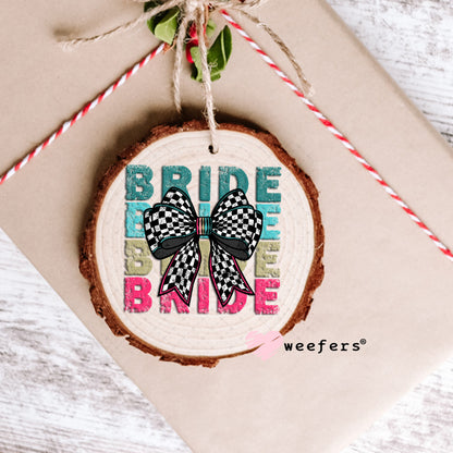 UV DTF Decal - Bride Checkered Bow Black and White Ornament Weefers