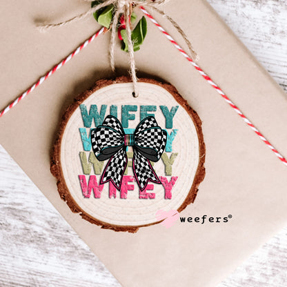UV DTF Decal - Wifey Checkered Bow Black and White Ornament Weefers