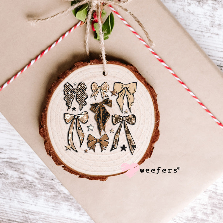 UV DTF Decal - Brown Leopard Checkered Bows