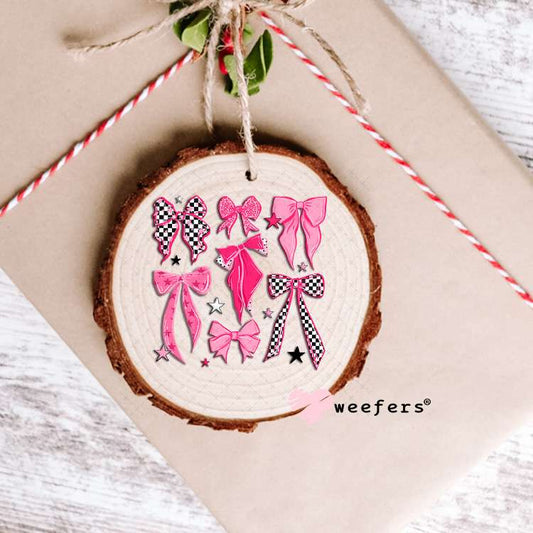 UV DTF Decal - Pink Checkered Bows Ornament Weefers