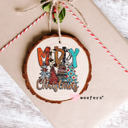 Western Merry Christmas UV DTF Ornament Decal