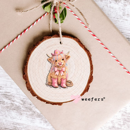 UV DTF Decal - Pink Cowgirl Cow Ornament Weefers