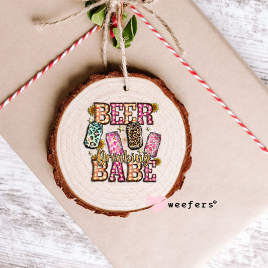 UV DTF Decal - Beer Drinking Babe Ornament Weefers