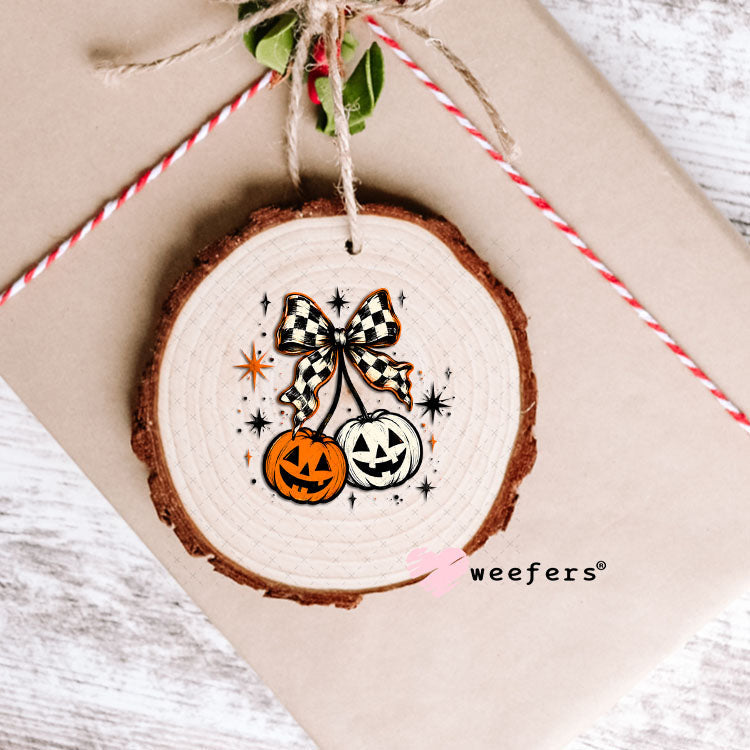 UV DTF Decal - Checkered Pumpkin Cherries Ornament Weefers