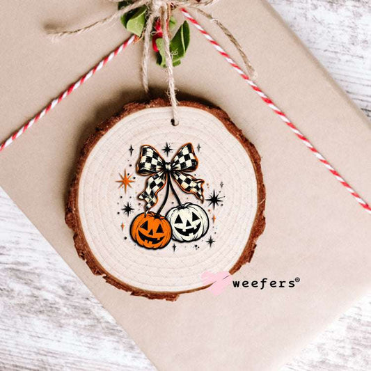 UV DTF Decal - Checkered Pumpkin Cherries Ornament Weefers