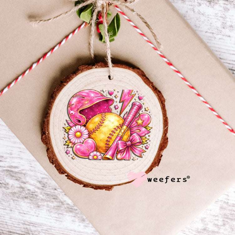 UV DTF Decal - Pink Softball Vibes Ornament Weefers