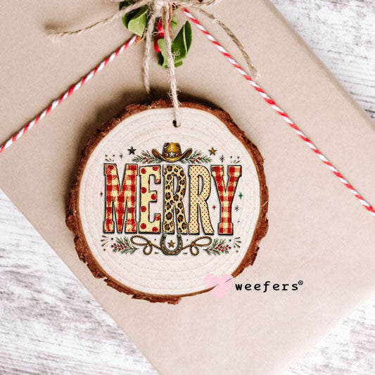 UV DTF Decal - Western Merry Christmas Ornament Weefers