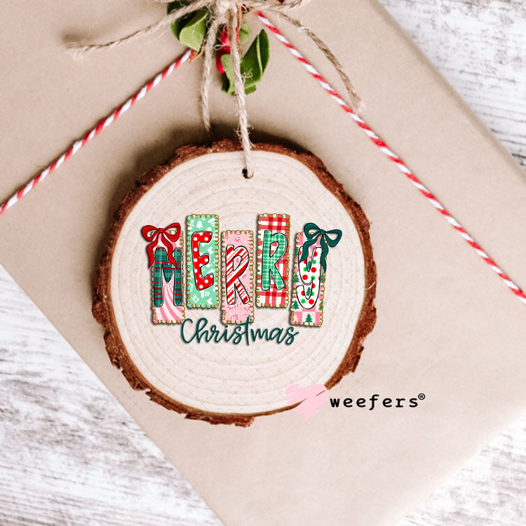 UV DTF Decal - Merry Christmas Stripes Ornament Weefers